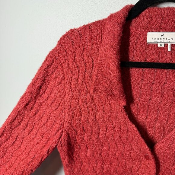 Peruvian Connection Button Cardigan Sweater Sz M Alpaca Silk Cottage Grandmacore - Picture 5 of 12